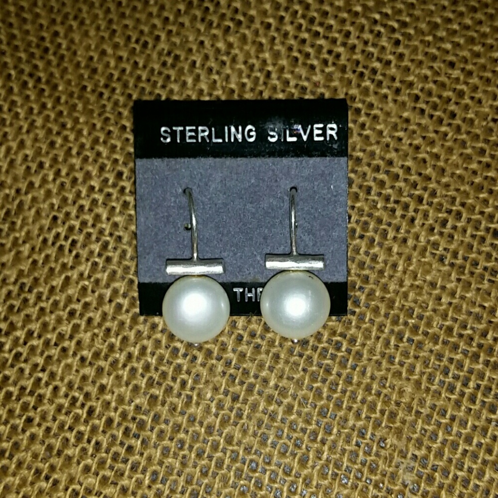 Silpada pearl earrings hook earwire 925 sterling